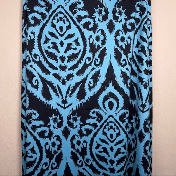XXL Jamby Style Blue Black Maxi Skirt Geometric Boho Bohemian Tribal Stretch - Picture 3 of 14